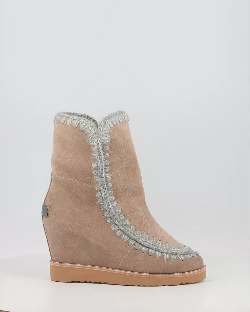 Mujer Mou Botas French Toe Wedge Short Taupe