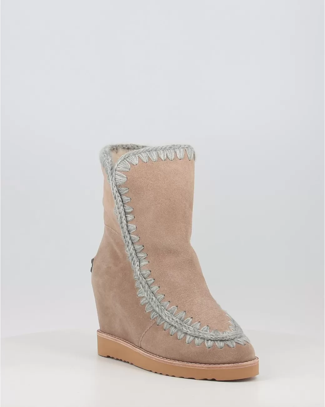 Mujer Mou Botas French Toe Wedge Short Taupe