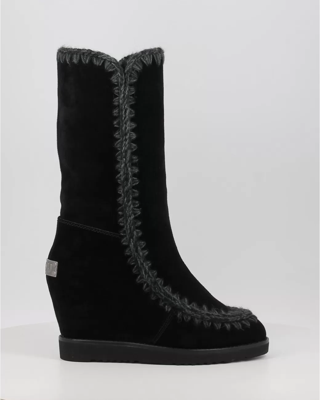 Mujer Mou Botas French Toe Wedge Tall Negro