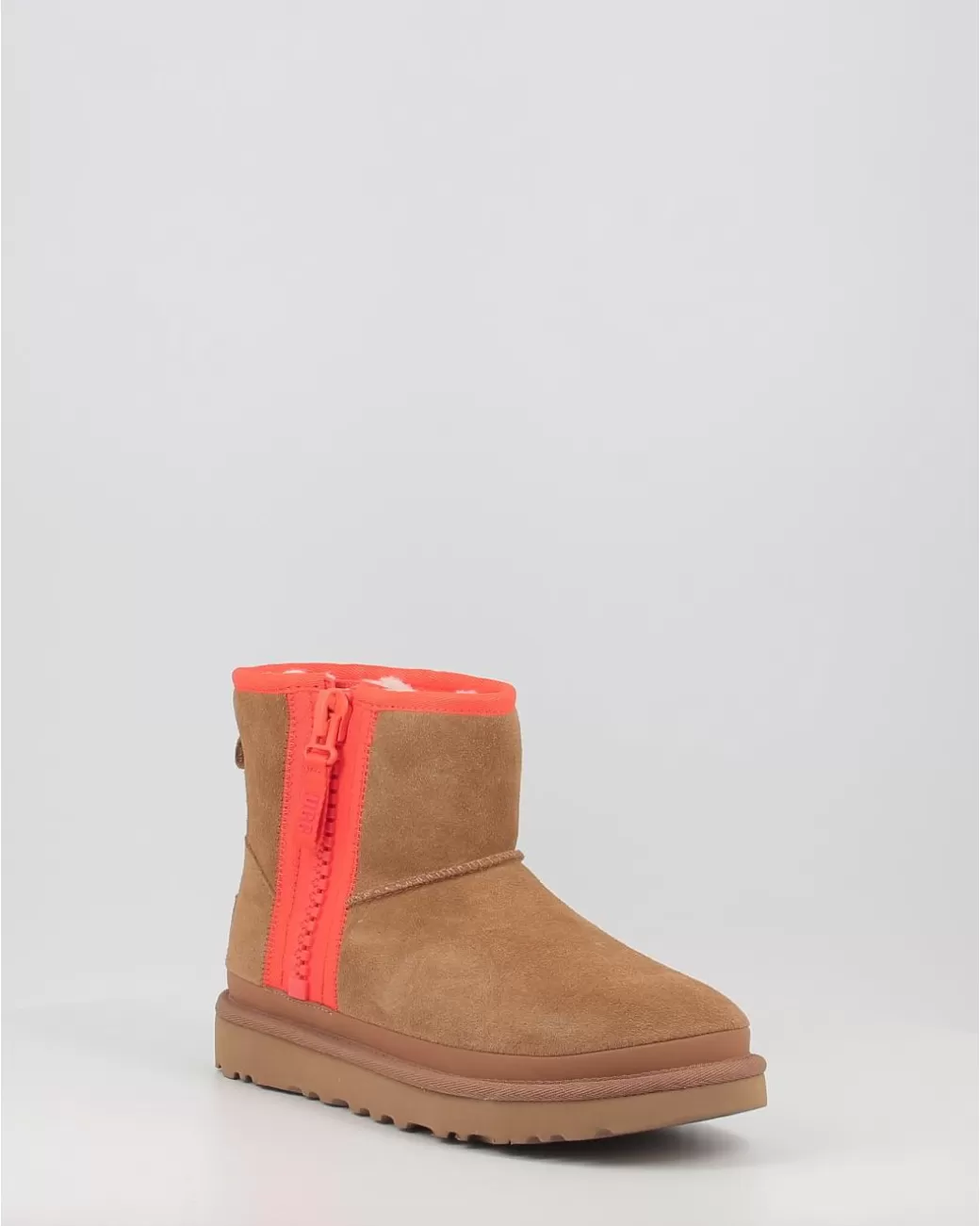 Mujer Ugg Botas Classic Mini Zipper Tape Logo Chestnut