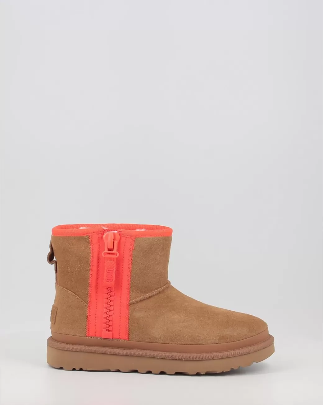 Mujer Ugg Botas Classic Mini Zipper Tape Logo Chestnut