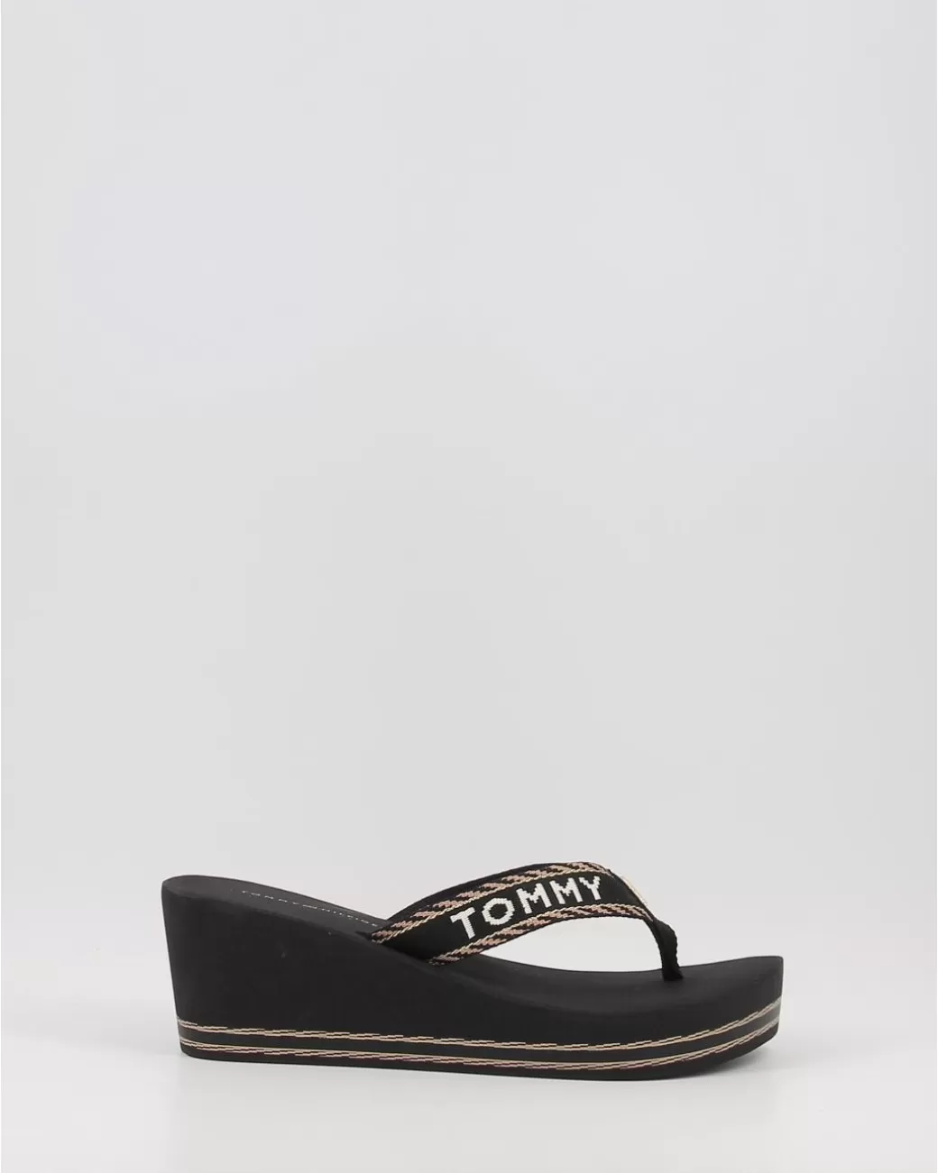 Mujer Tommy Hilfiger Chanclas Tommy Webbing H Wedge Sandal Negro