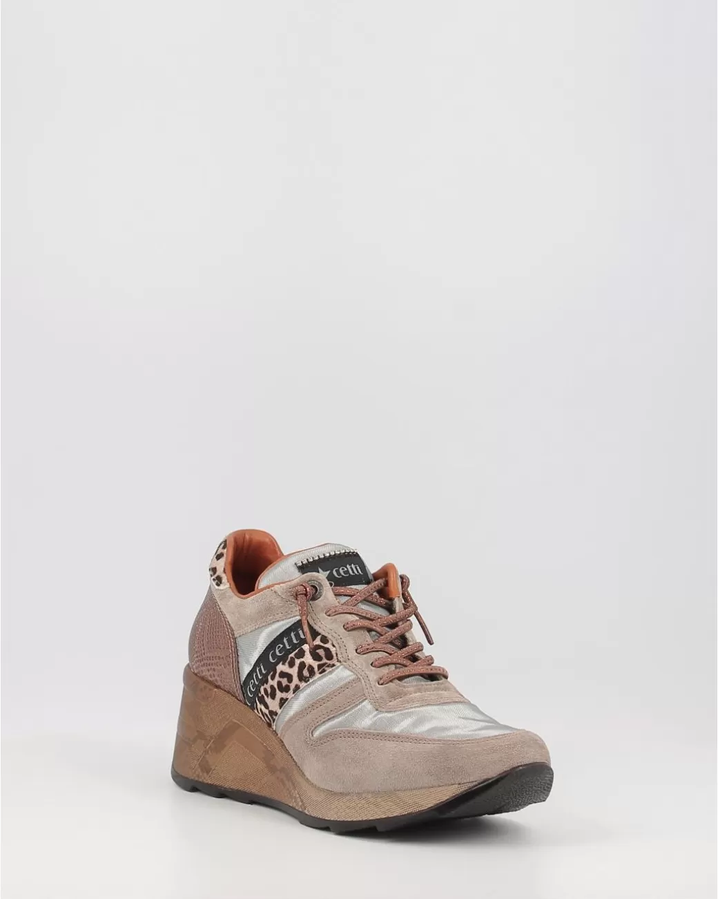 Mujer Cetti Zapatos Deportivos 1145 Ante Mesh Taupe