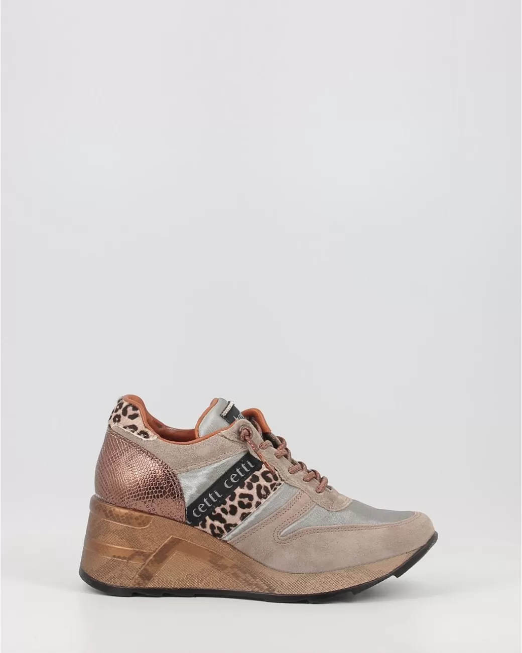 Mujer Cetti Zapatos Deportivos 1145 Ante Mesh Taupe