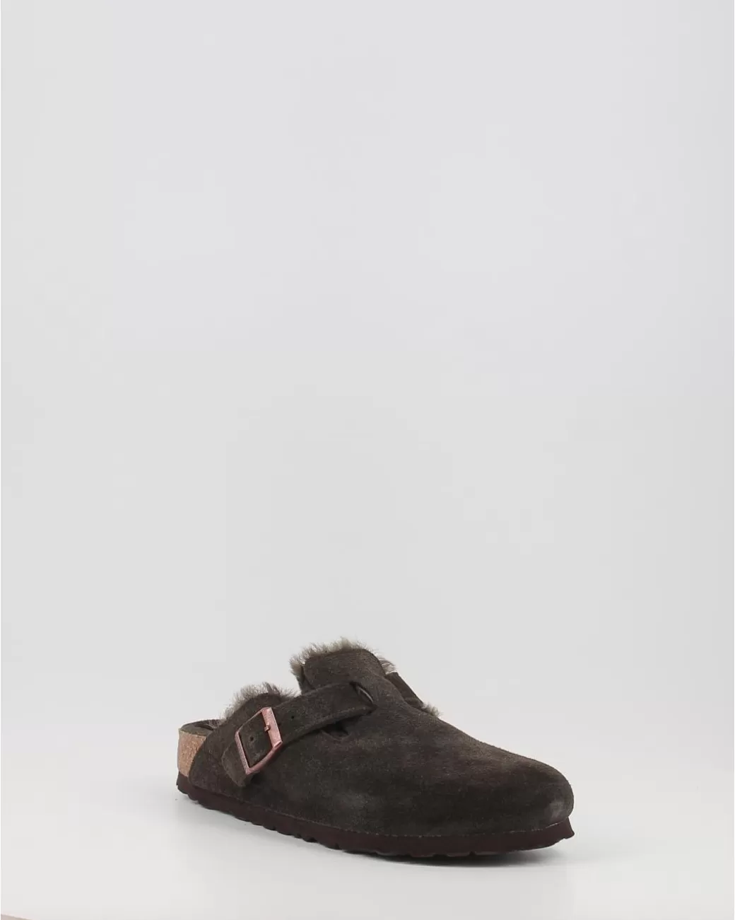 Mujer Birkenstock Zuecos Boston Vl Shearling Marron