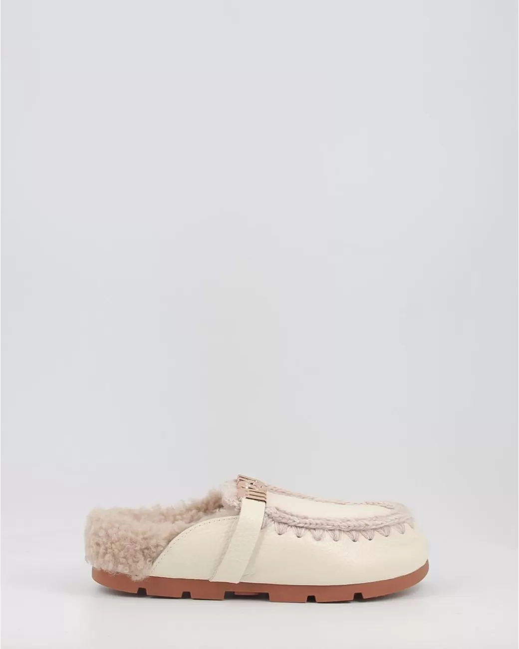 Mujer Mou Zuecos Winter Bio Slide - Big Letter Logo Blanco